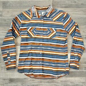 Panhandle Roughstock stipe Aztec pearl snap womens western top large R20